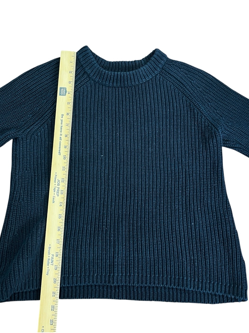Quince Fisherman Knit Sweater Small Navy Organic Cotton Ribbed Crewneck Coastal - Picture 9 of 10